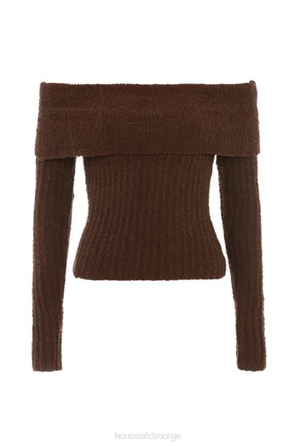 klær safran sjokolade myk boucle strikket topp House of CB J6RL656