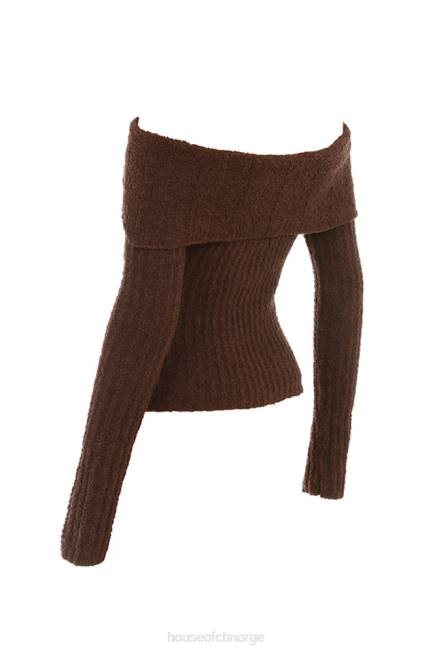 klær safran sjokolade myk boucle strikket topp House of CB J6RL656