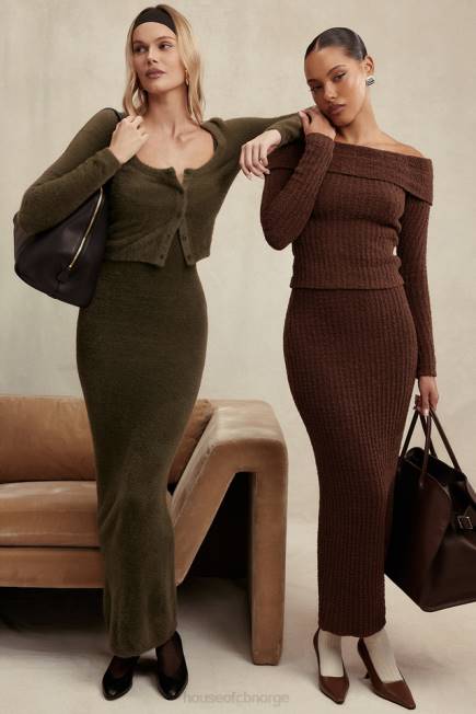 klær safran sjokolade myk boucle strikket topp House of CB J6RL656