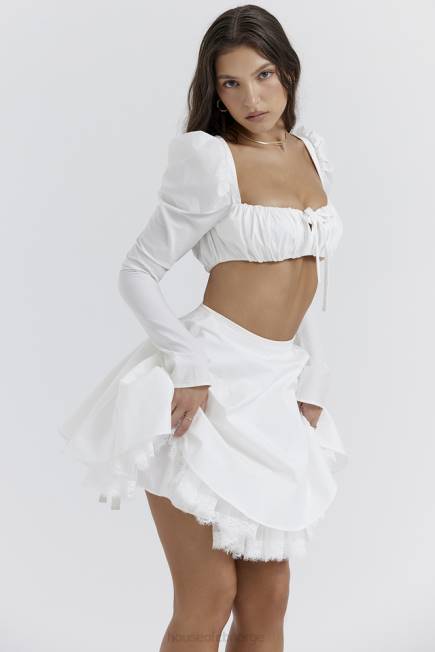klær shira hvit puffermet topp House of CB J6RL669