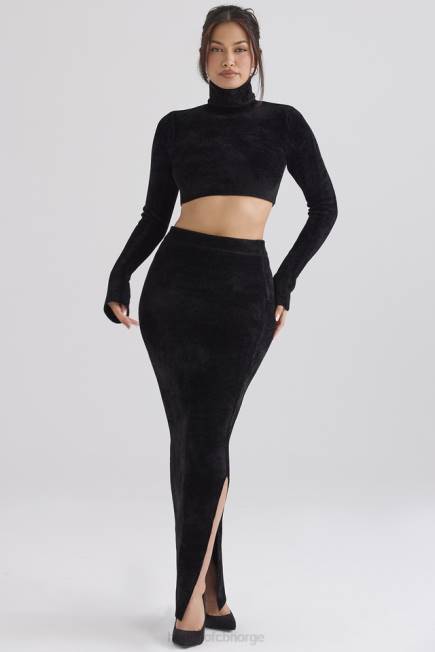 klær suri svart chenille cropped topp House of CB J6RL689