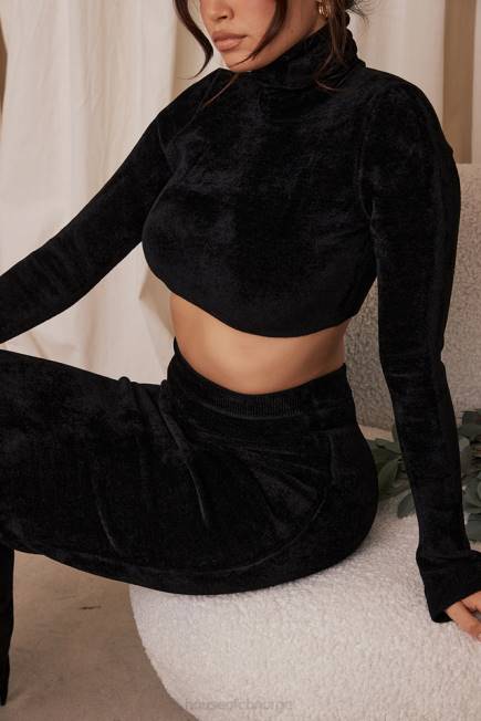 klær suri svart chenille cropped topp House of CB J6RL689