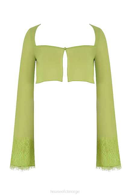 klær tara lime grønn georgette cropped topp House of CB J6RL737