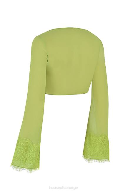 klær tara lime grønn georgette cropped topp House of CB J6RL737