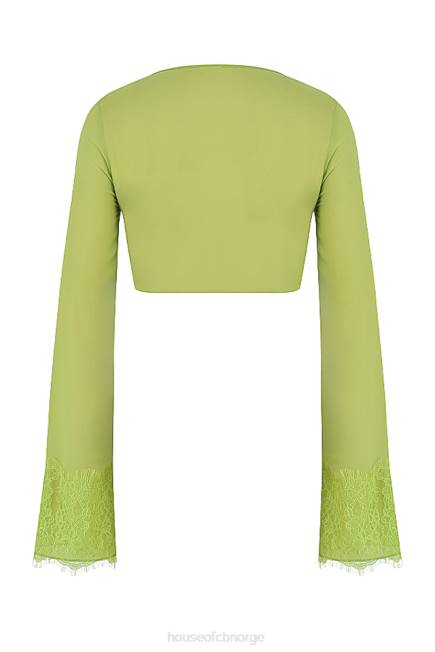 klær tara lime grønn georgette cropped topp House of CB J6RL737