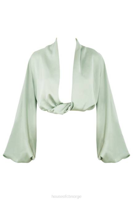 klær tosca salvie silkeaktig sateng stupe blouson topp House of CB J6RL807