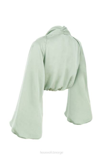 klær tosca salvie silkeaktig sateng stupe blouson topp House of CB J6RL807