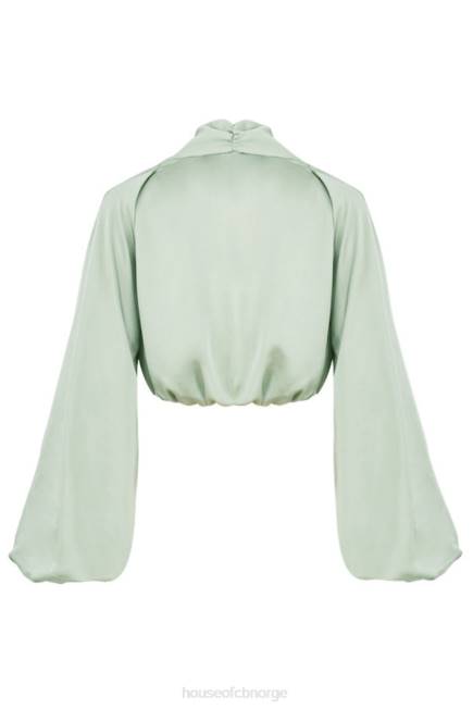 klær tosca salvie silkeaktig sateng stupe blouson topp House of CB J6RL807