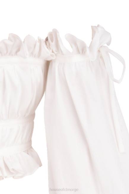 klær tula hvit rynket off shoulder topp House of CB J6RL808