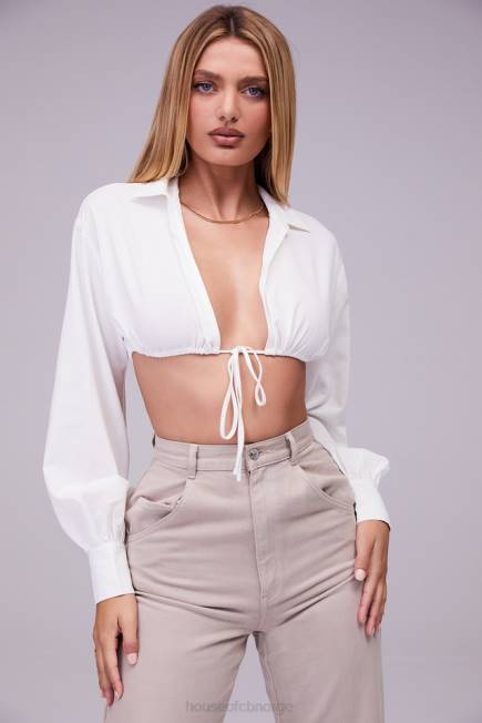 klær elskerinne rocks ønskeliste hvit ballongermet cropped skjorte med bralette House of CB J6RL739