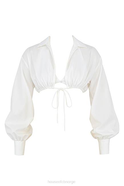 klær elskerinne rocks ønskeliste hvit ballongermet cropped skjorte med bralette House of CB J6RL739