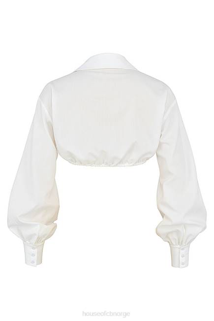 klær elskerinne rocks ønskeliste hvit ballongermet cropped skjorte med bralette House of CB J6RL739