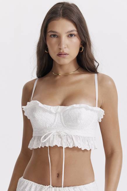 klær federica hvit broderie anglais bralette topp House of CB J6RL674