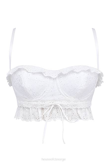 klær federica hvit broderie anglais bralette topp House of CB J6RL674