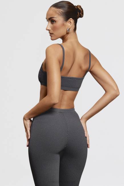 klær mischa mørkegrå ribbestrikket bralette House of CB J6RL703