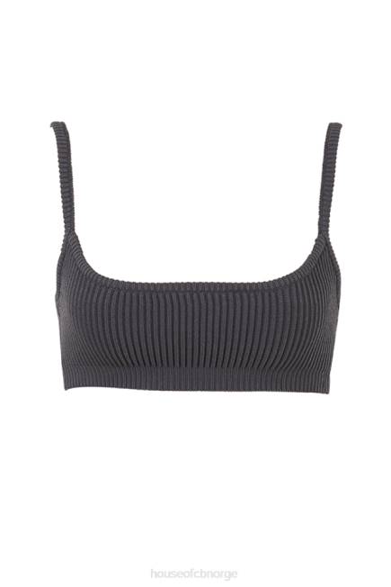 klær mischa mørkegrå ribbestrikket bralette House of CB J6RL703