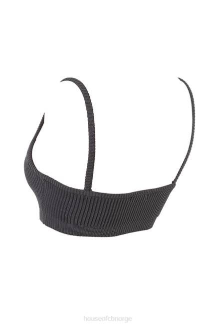 klær mischa mørkegrå ribbestrikket bralette House of CB J6RL703