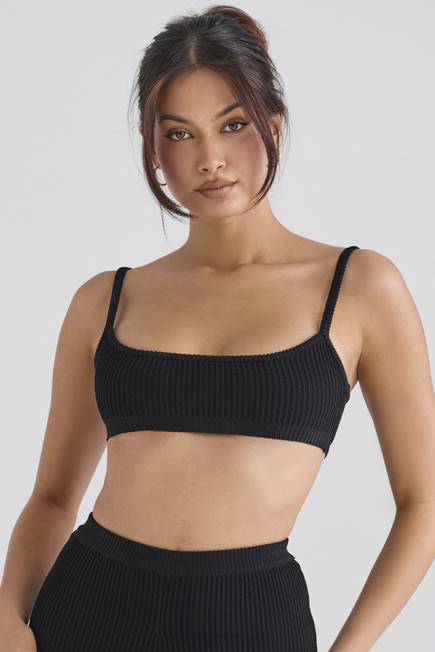 klær mischa sort ribbestrikket bralette House of CB J6RL690