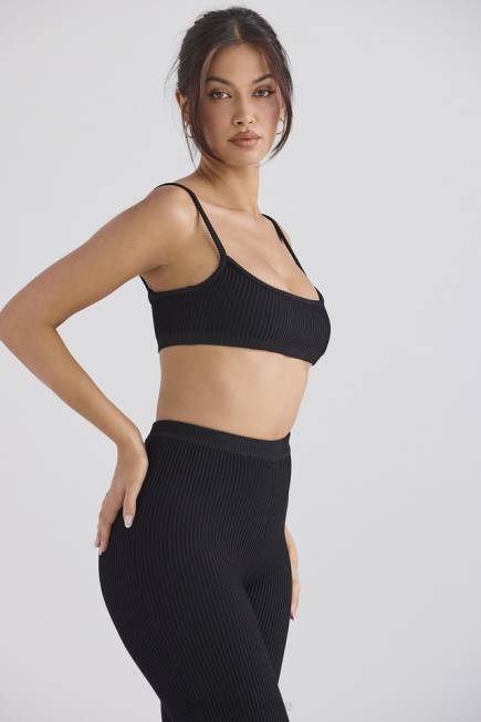klær mischa sort ribbestrikket bralette House of CB J6RL690
