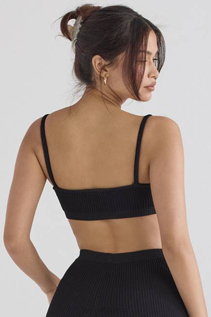 klær mischa sort ribbestrikket bralette House of CB J6RL690