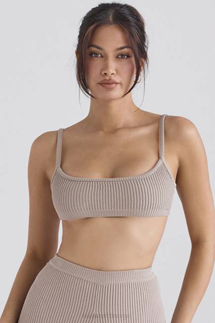 klær mischa taupe ribbestrikket bralette House of CB J6RL691