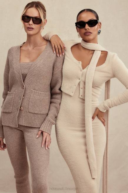 klær alara bygg chunky cardigan i naturull House of CB J6RL648