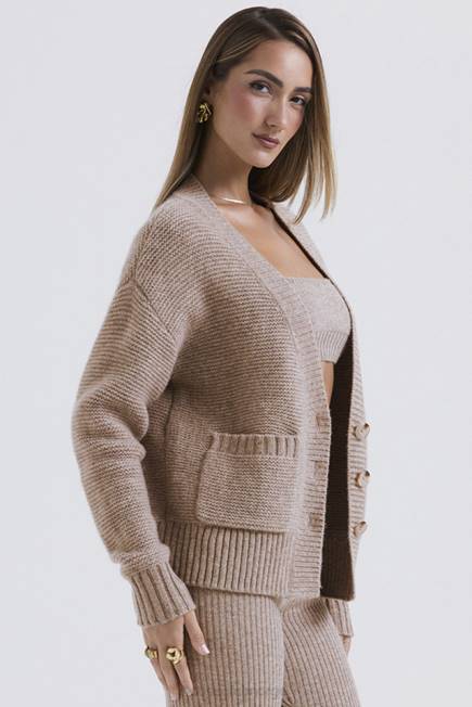 klær alara bygg chunky cardigan i naturull House of CB J6RL648