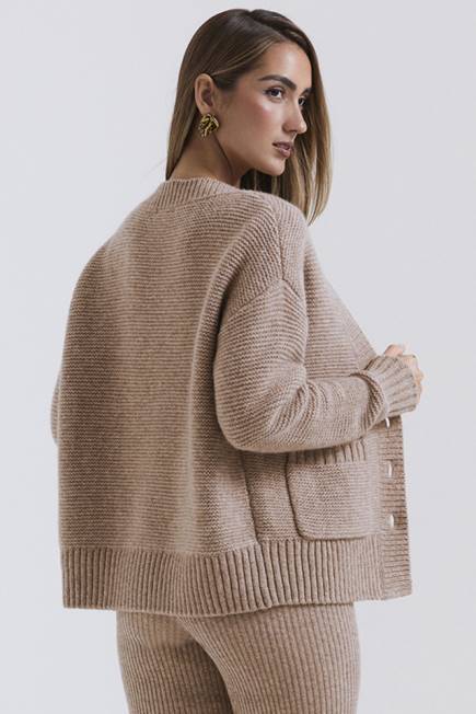 klær alara bygg chunky cardigan i naturull House of CB J6RL648