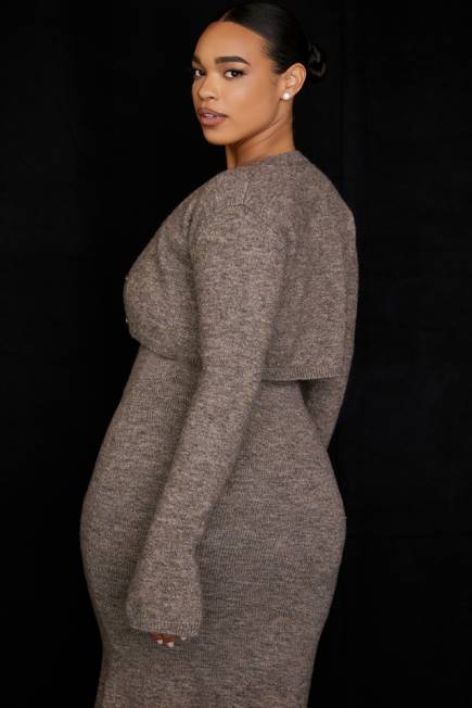 klær andie brun mergel strikket cropped cardigan House of CB J6RL732
