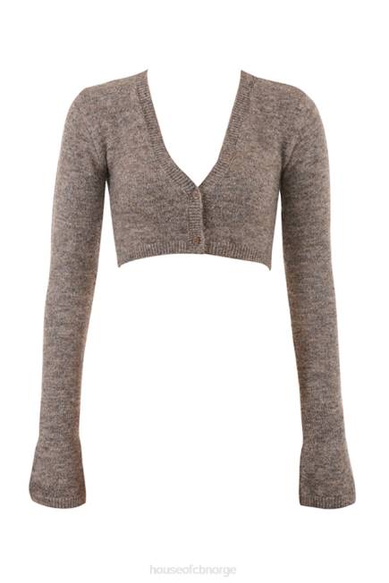 klær andie brun mergel strikket cropped cardigan House of CB J6RL732