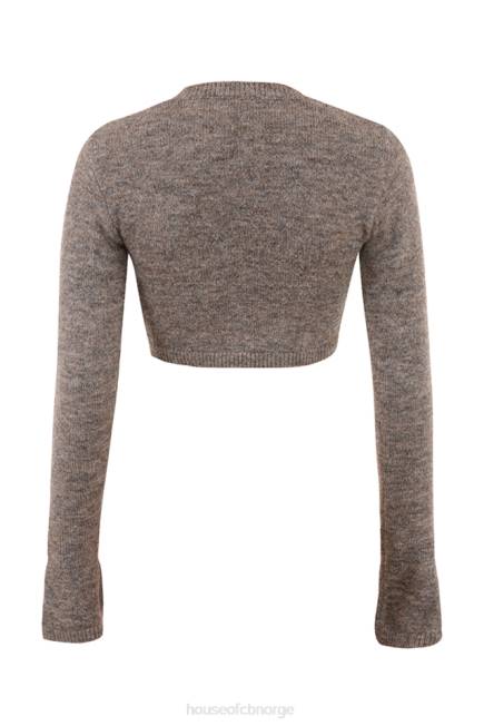 klær andie brun mergel strikket cropped cardigan House of CB J6RL732