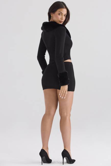 klær blanche cardigan i sort fuskepels House of CB J6RL693