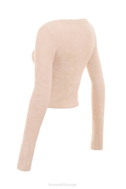 klær gene beige myk fluffy strikket cardigan House of CB J6RL657