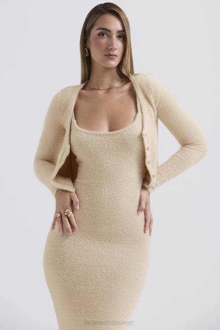 klær gene beige myk fluffy strikket cardigan House of CB J6RL657