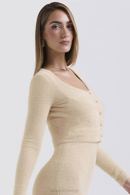 klær gene beige myk fluffy strikket cardigan House of CB J6RL657