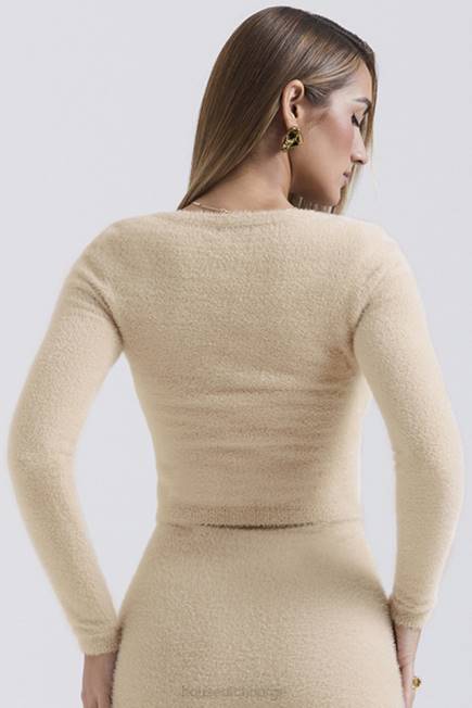klær gene beige myk fluffy strikket cardigan House of CB J6RL657