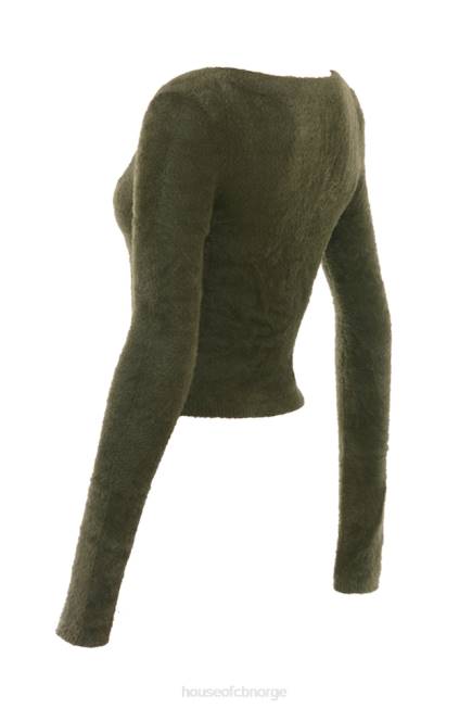 klær gene khaki myk fluffy strikket cardigan House of CB J6RL658