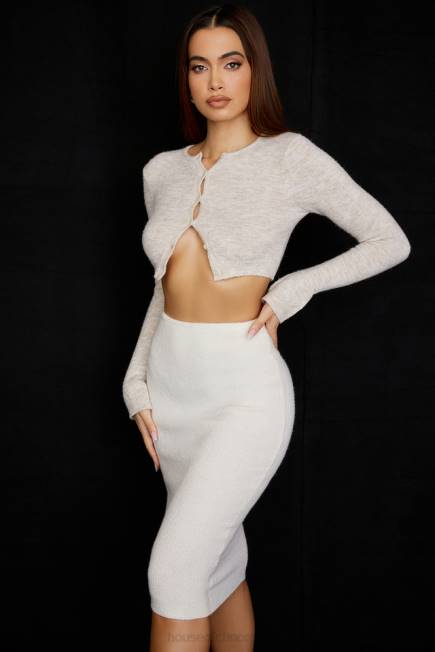 klær lulie havregryn fluffy strikket cropped cardigan House of CB J6RL733