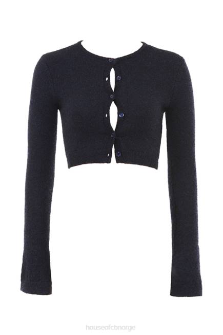 klær lulie marine fluffy strikket cropped cardigan House of CB J6RL734