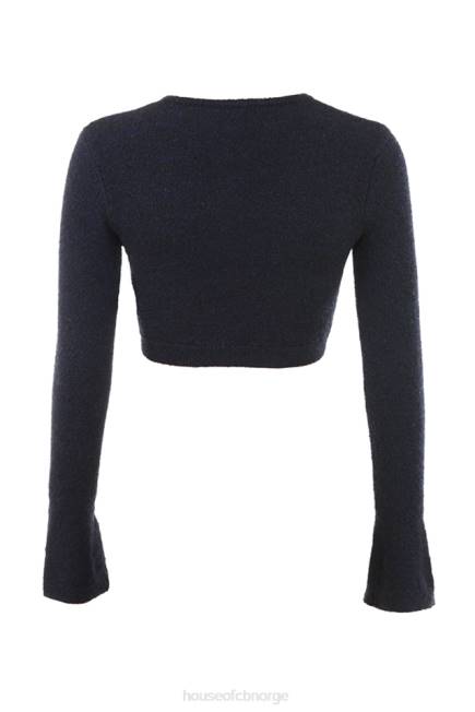klær lulie marine fluffy strikket cropped cardigan House of CB J6RL734
