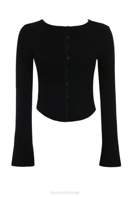 klær sylvia sort ribbestrikket cardigan House of CB J6RL695