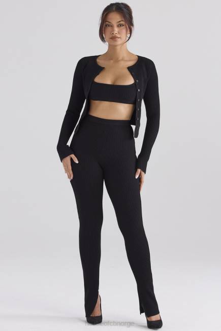 klær sylvia sort ribbestrikket cardigan House of CB J6RL695