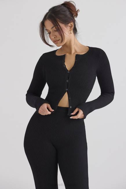klær sylvia sort ribbestrikket cardigan House of CB J6RL695