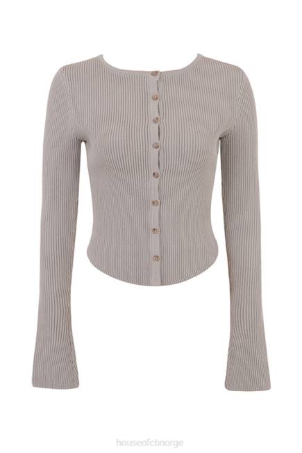 klær sylvia taupe ribbestrikket cardigan House of CB J6RL696