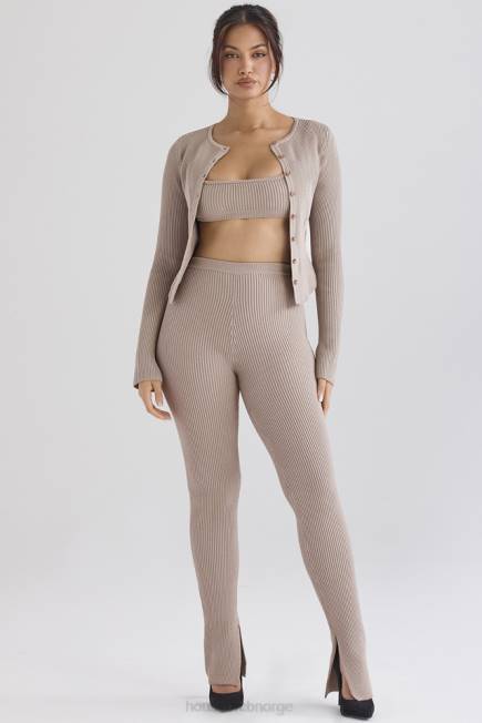 klær sylvia taupe ribbestrikket cardigan House of CB J6RL696