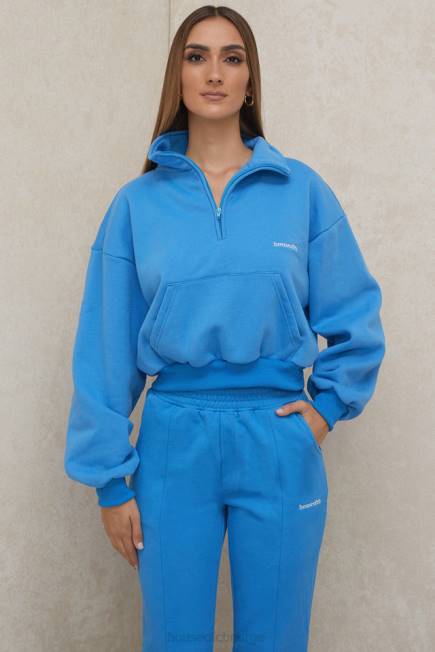 klær mitch blue cropped zip front sweatshirt House of CB J6RL790