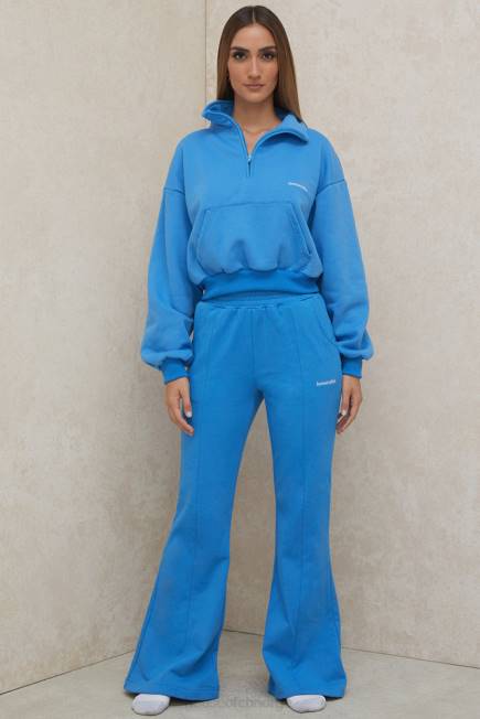 klær mitch blue cropped zip front sweatshirt House of CB J6RL790
