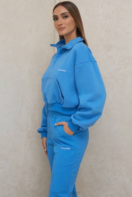 klær mitch blue cropped zip front sweatshirt House of CB J6RL790