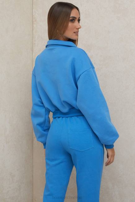 klær mitch blue cropped zip front sweatshirt House of CB J6RL790