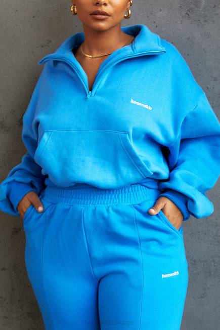 klær mitch blue cropped zip front sweatshirt House of CB J6RL790